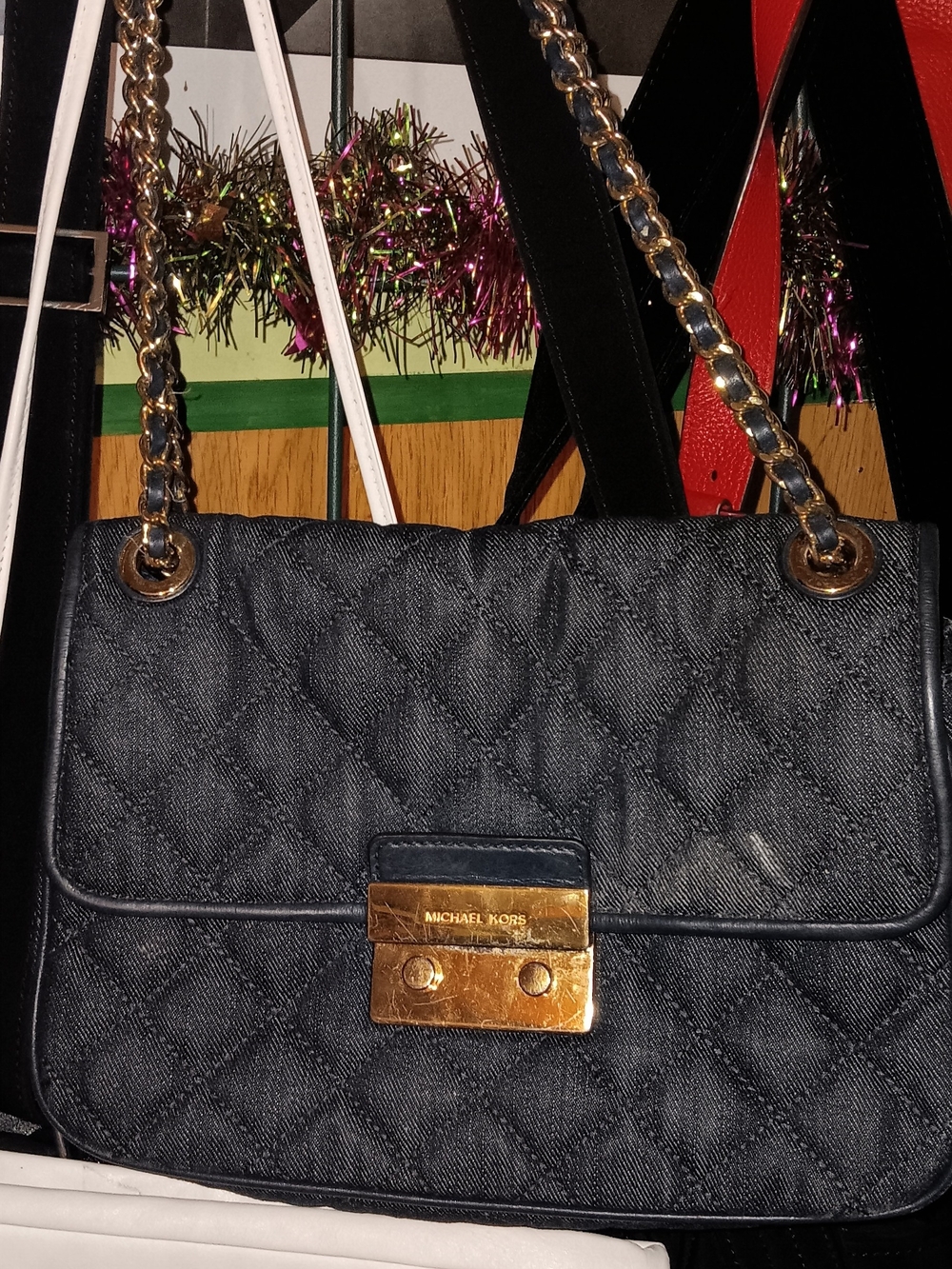 Michael Kors Quilted Black Chain Shoulder Bag